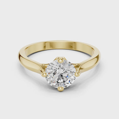Clara 1 Carat Round Lab Grown Diamond Collet Solitaire Engagement Ring - Yellow Gold video