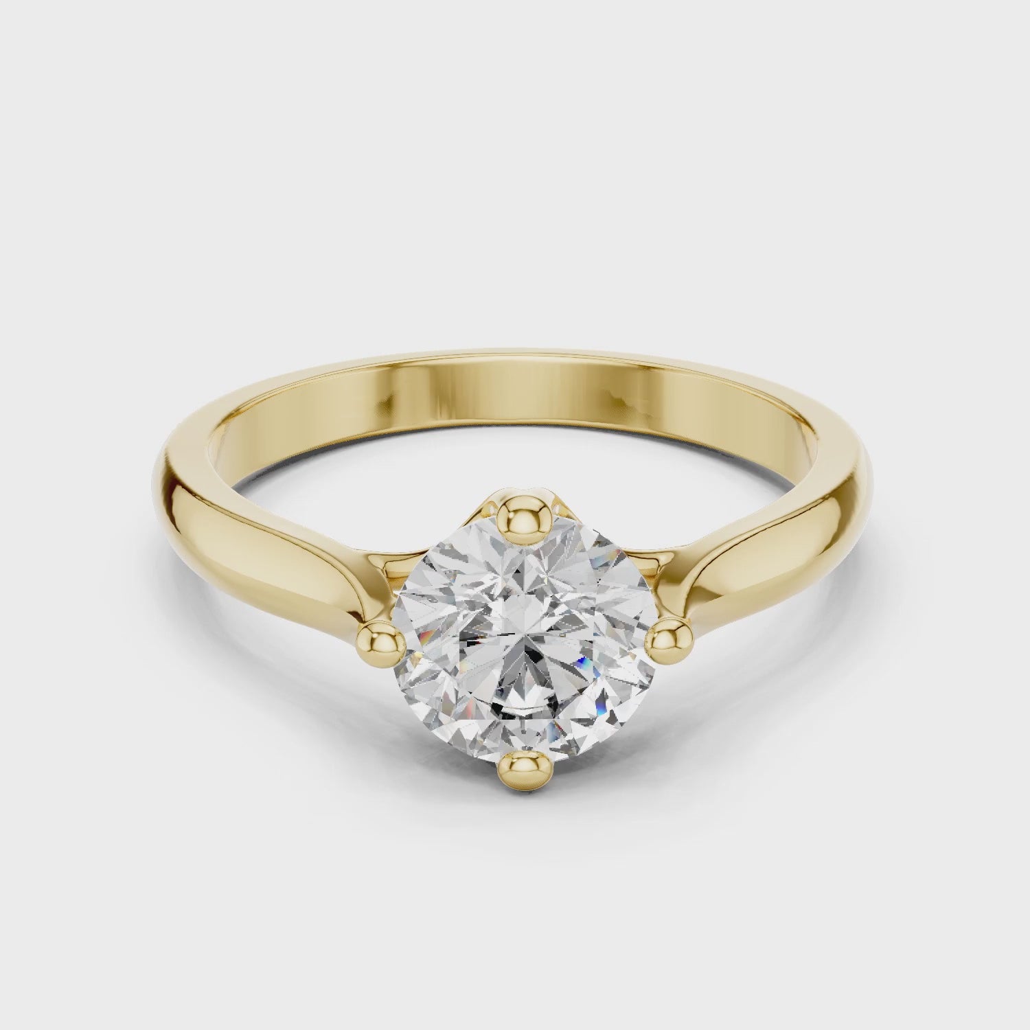 Clara 1 Carat Round Lab Grown Diamond Collet Solitaire Engagement Ring - Yellow Gold video
