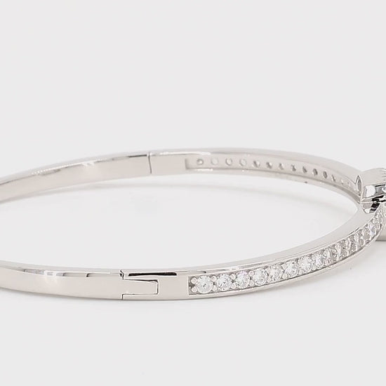 Divara Halston Bangle sterling silver 925 cubic zirconia bracelet, 360 degree video