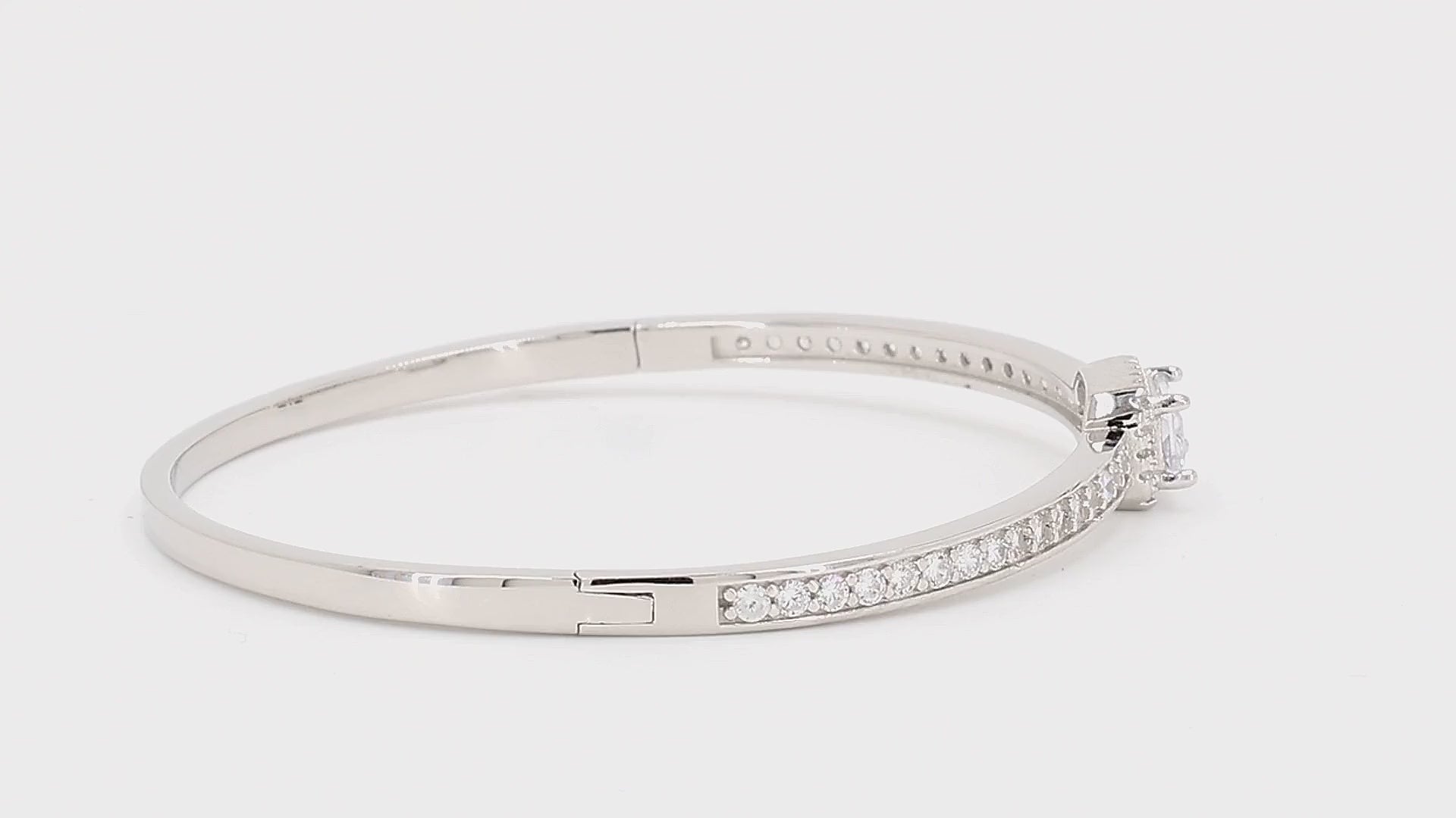 Divara Halston Bangle sterling silver 925 cubic zirconia bracelet, 360 degree video