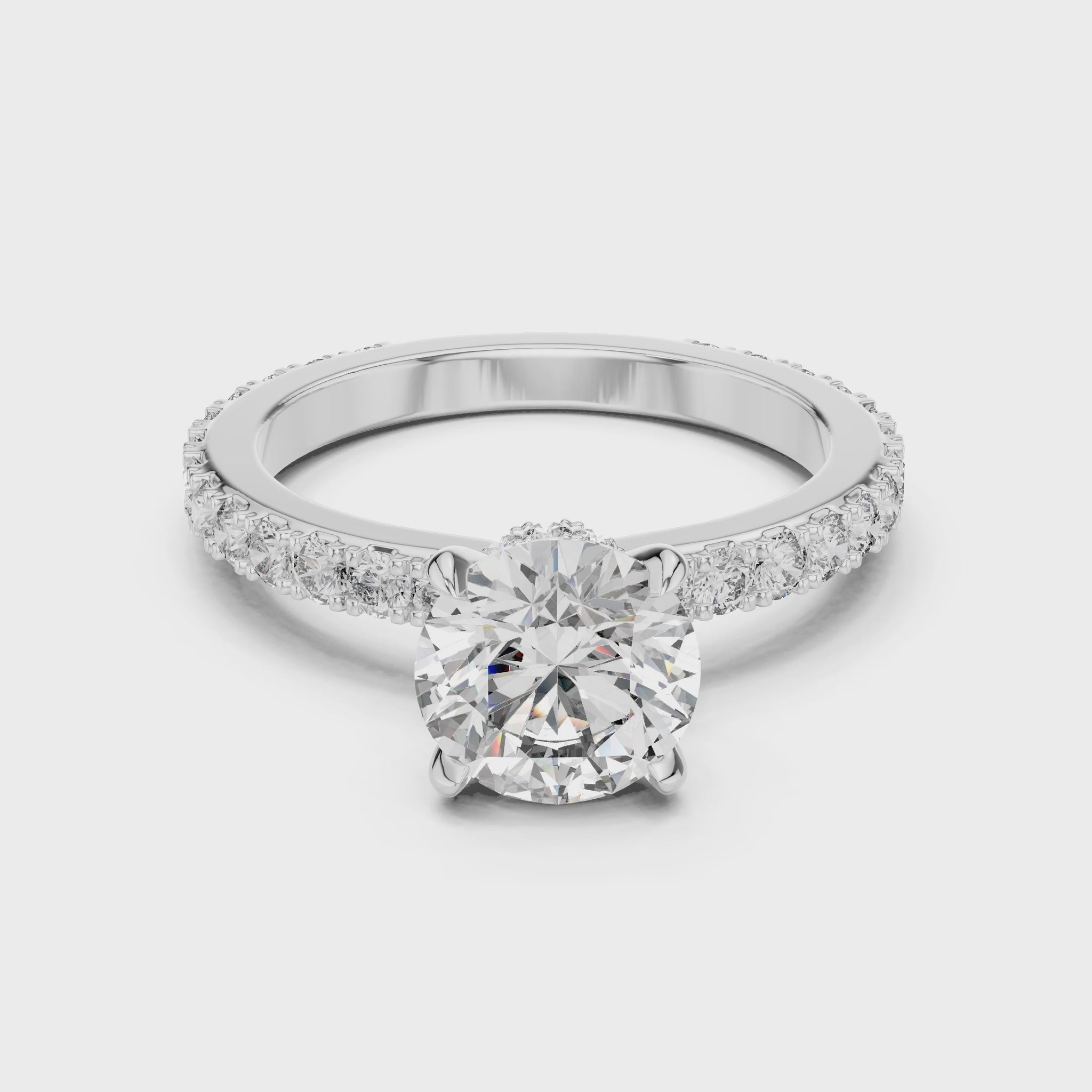 Sienna 1 Carat Round Lab Grown Diamond Slim Engagement Ring - White Gold video