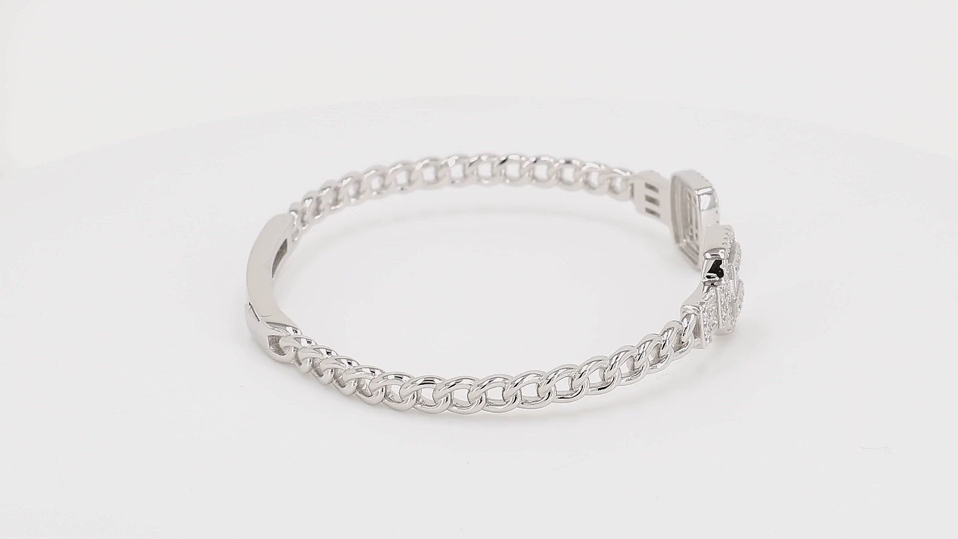 Divara Coralie Bangle sterling silver 925 cubic zirconia bracelet, 360 degree video