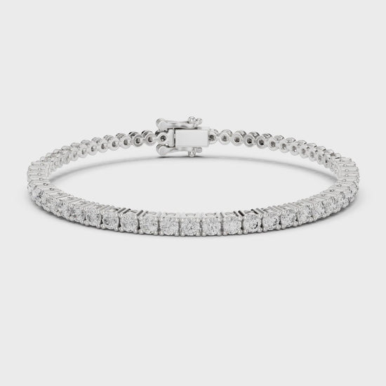 Aurora 2 Carat Round Lab Grown Diamond Tennis Bracelet - White Gold video