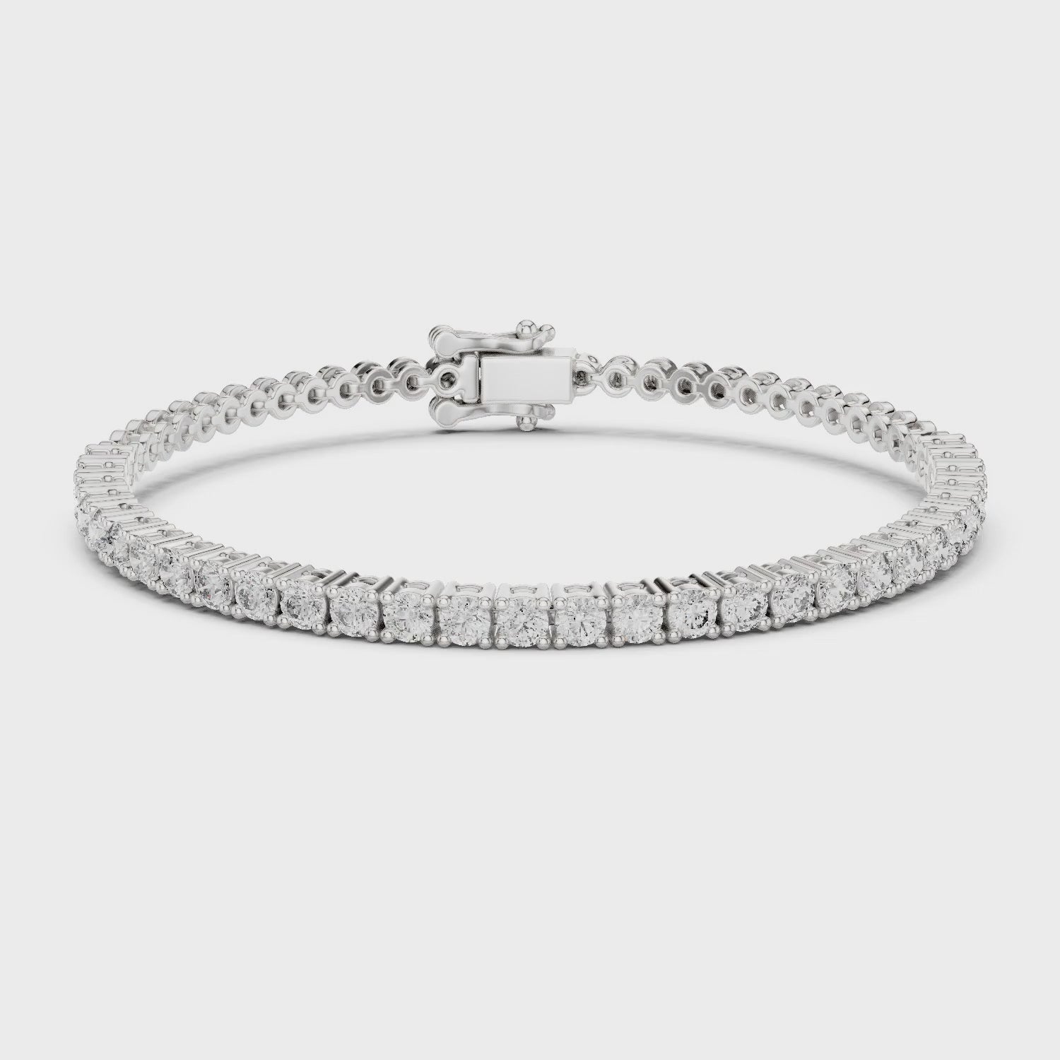 Aurora 2 Carat Round Lab Grown Diamond Tennis Bracelet - White Gold video