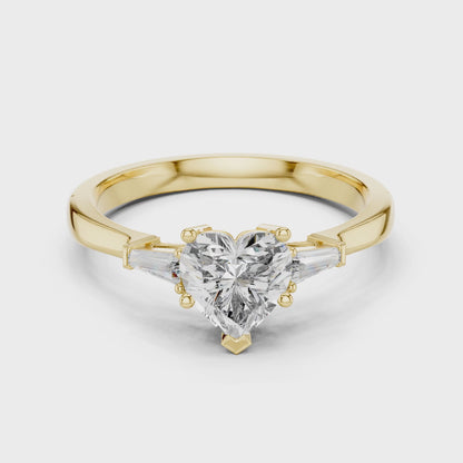 Amara 1 Carat Heart Lab Grown Diamond Graduated Three Stone Ring - Yellow Gold video
