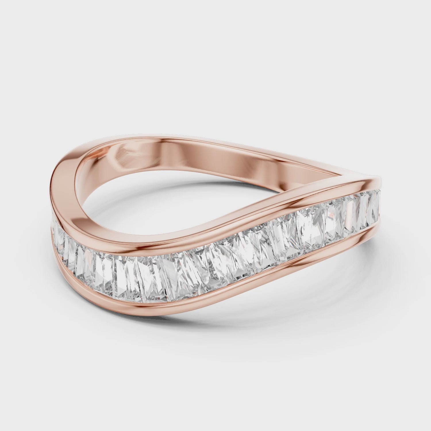 Vera Baguette Lab Grown Diamond Half Eternity Ring - Rose Gold video