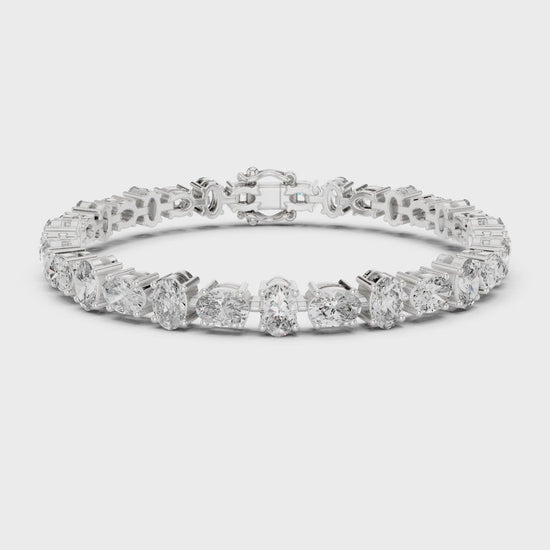 Aurora 8 Carat Oval Lab Grown Diamond Tennis Bracelet - White Gold video