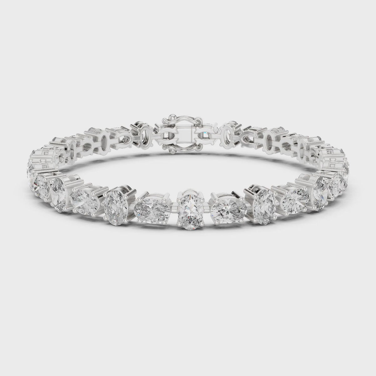 Aurora 8 Carat Oval Lab Grown Diamond Tennis Bracelet - White Gold video