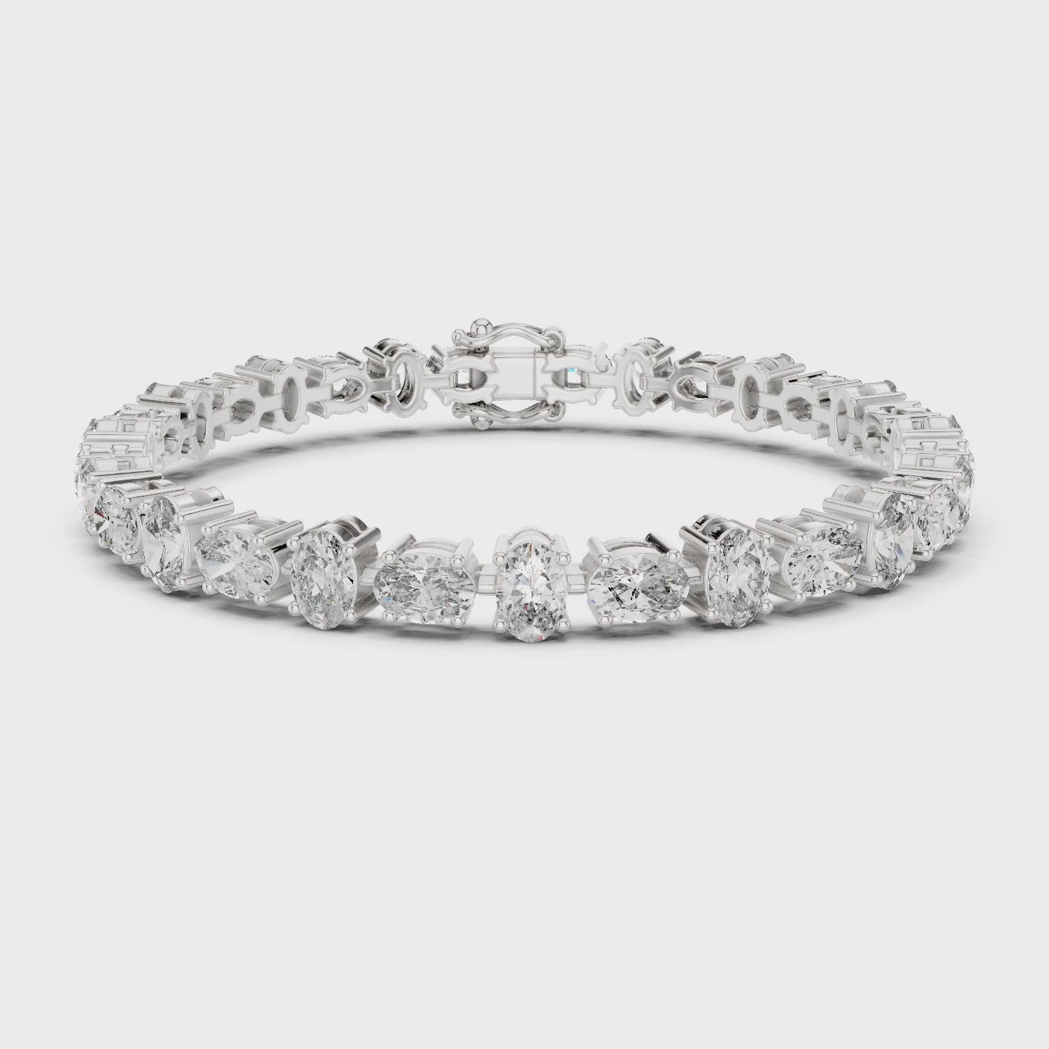 Aurora 8 Carat Oval Lab Grown Diamond Tennis Bracelet - White Gold video