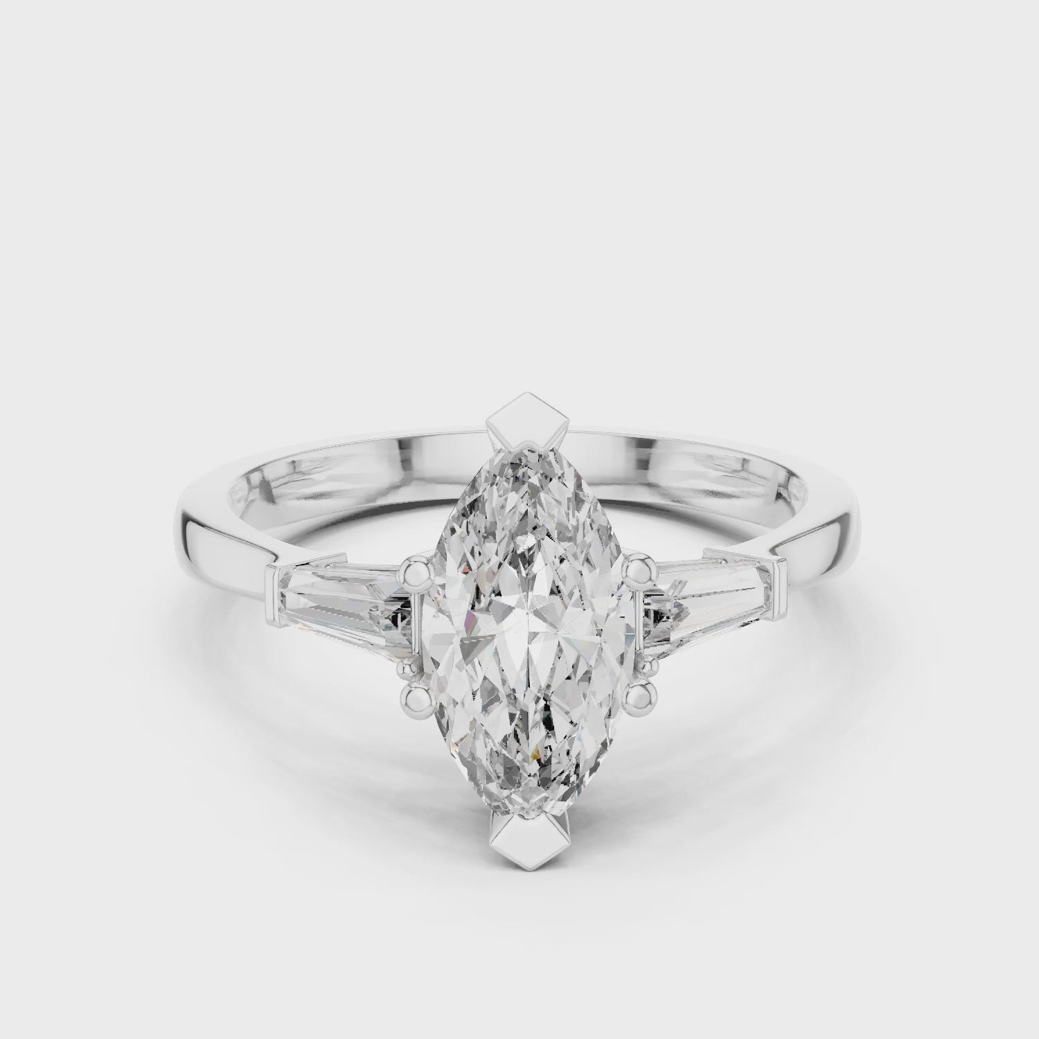 Sienna 1 Carat Marquise Lab Grown Diamond Graduated Three Stone Ring - White Gold video