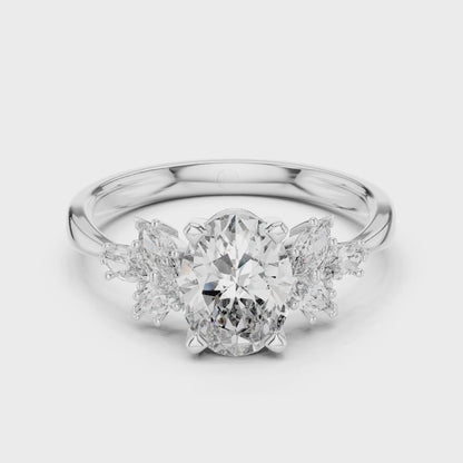 Flora 1 Carat Oval Lab Grown Diamond Engagement Ring - White Gold video