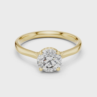 Celeste 1 Carat Round Lab Grown Diamond Engagement Ring - Yellow Gold video