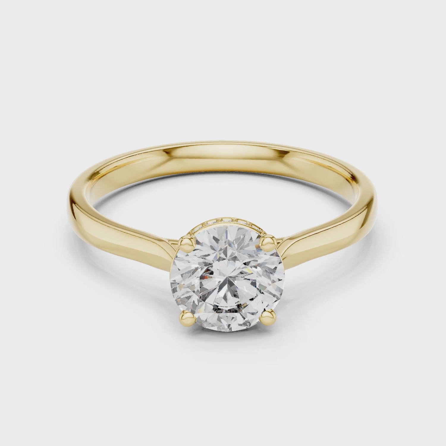 Celeste 1 Carat Round Lab Grown Diamond Engagement Ring - Yellow Gold video