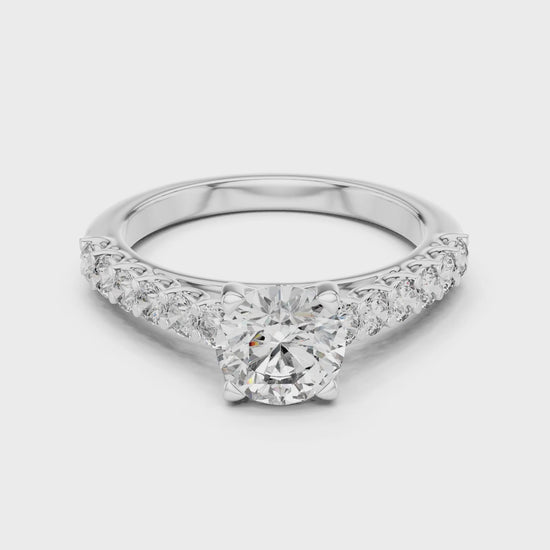 Sienna 1 Carat Round Lab Grown Diamond Engagement Ring - White Gold video