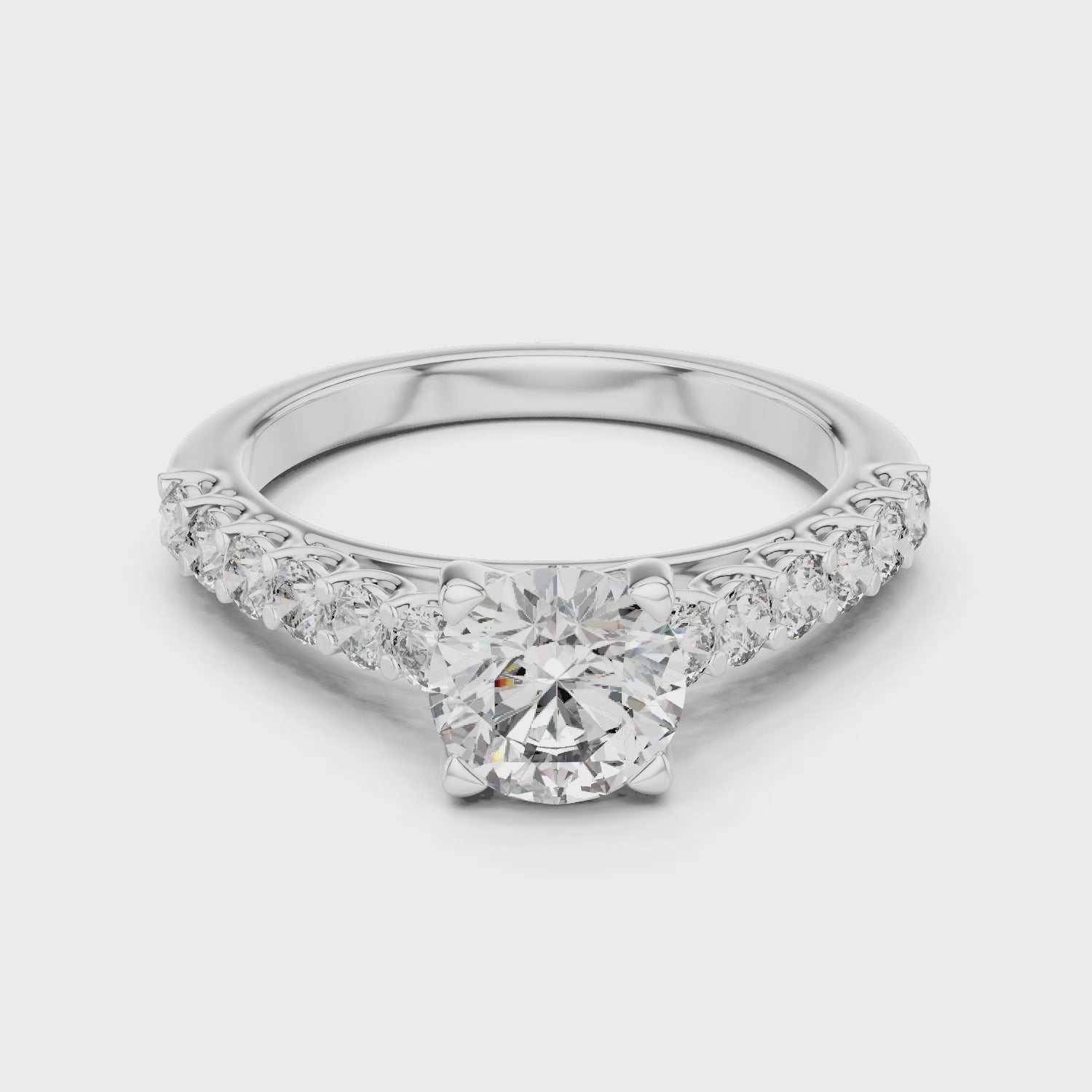 Sienna 1 Carat Round Lab Grown Diamond Engagement Ring - White Gold video