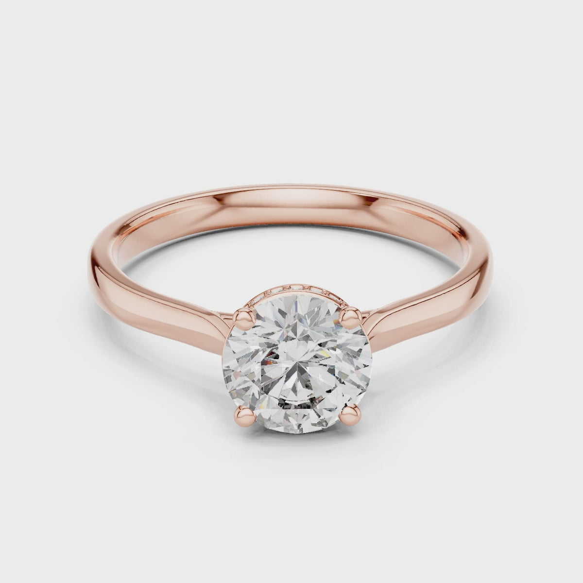 Celeste 1 Carat Round Lab Grown Diamond Engagement Ring - Rose Gold video