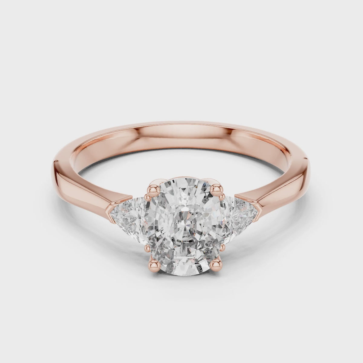 Sienna 1 Carat Cushion Lab Grown Diamond Three Stone Ring - Rose Gold video