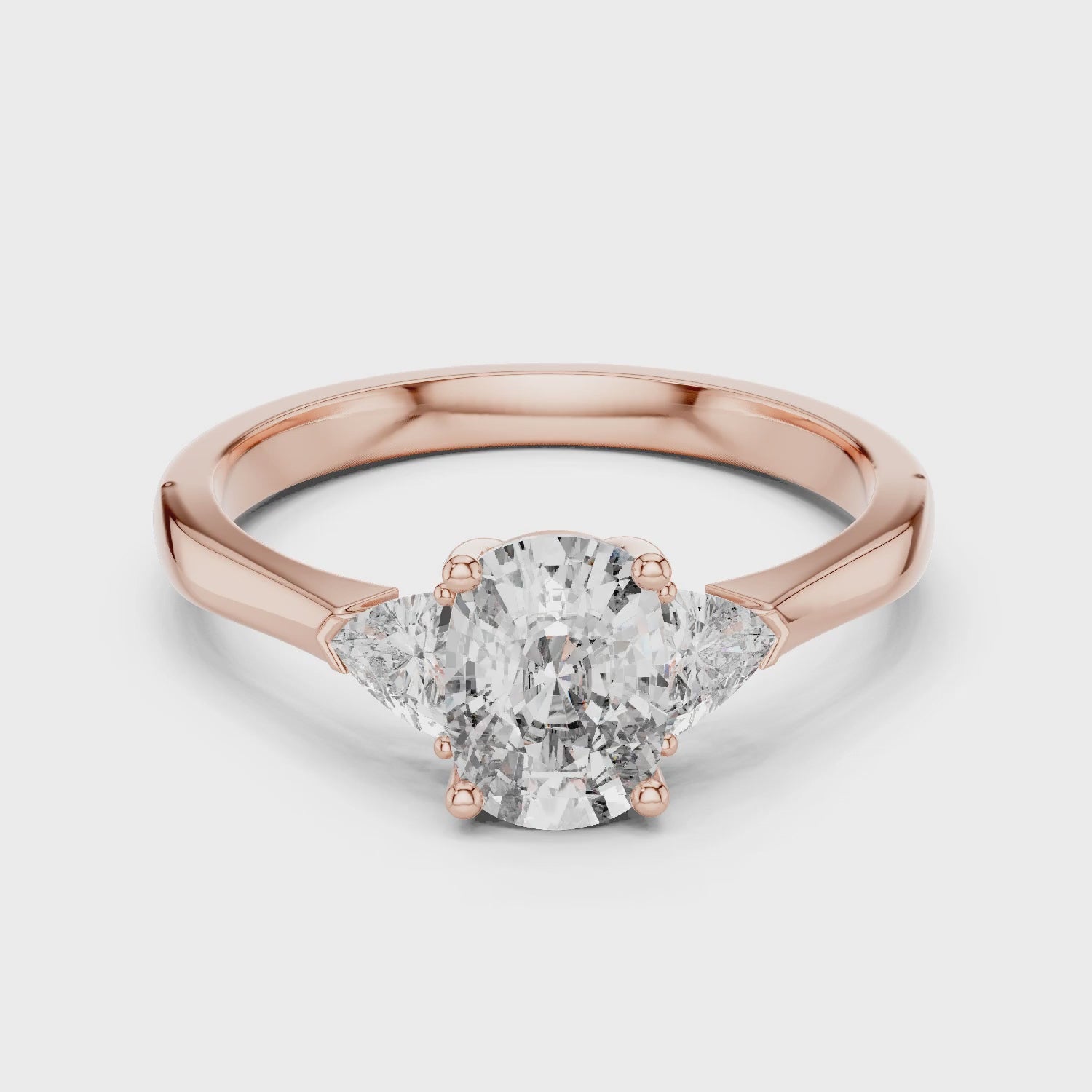 Sienna 1 Carat Cushion Lab Grown Diamond Three Stone Ring - Rose Gold video