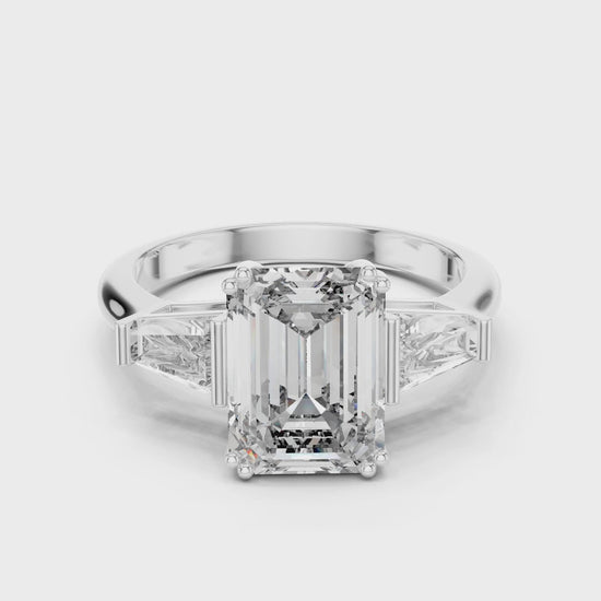 Vera 2 Carat Princess Lab Grown Diamond Graduated Three Stone Ring - White Gold video