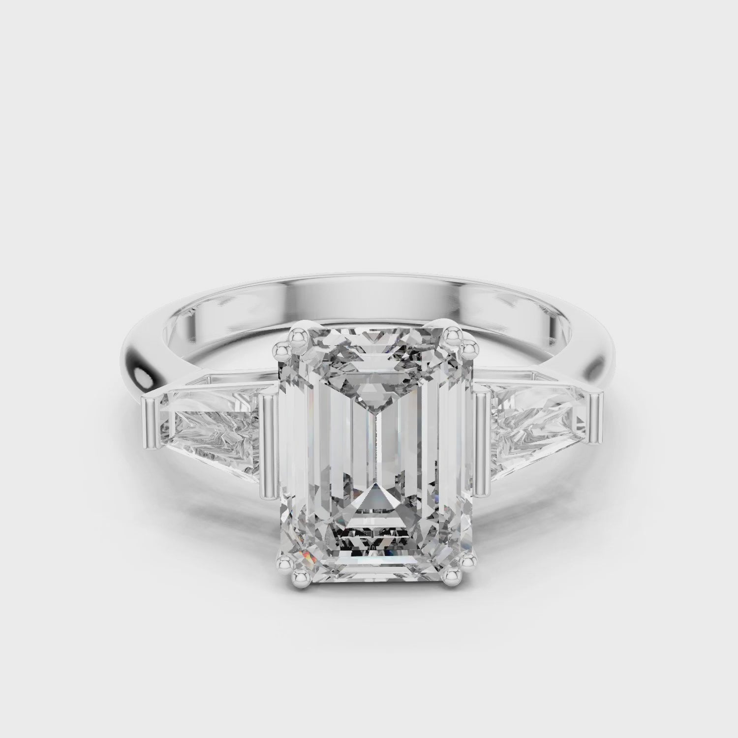 Vera 2 Carat Princess Lab Grown Diamond Graduated Three Stone Ring - White Gold video
