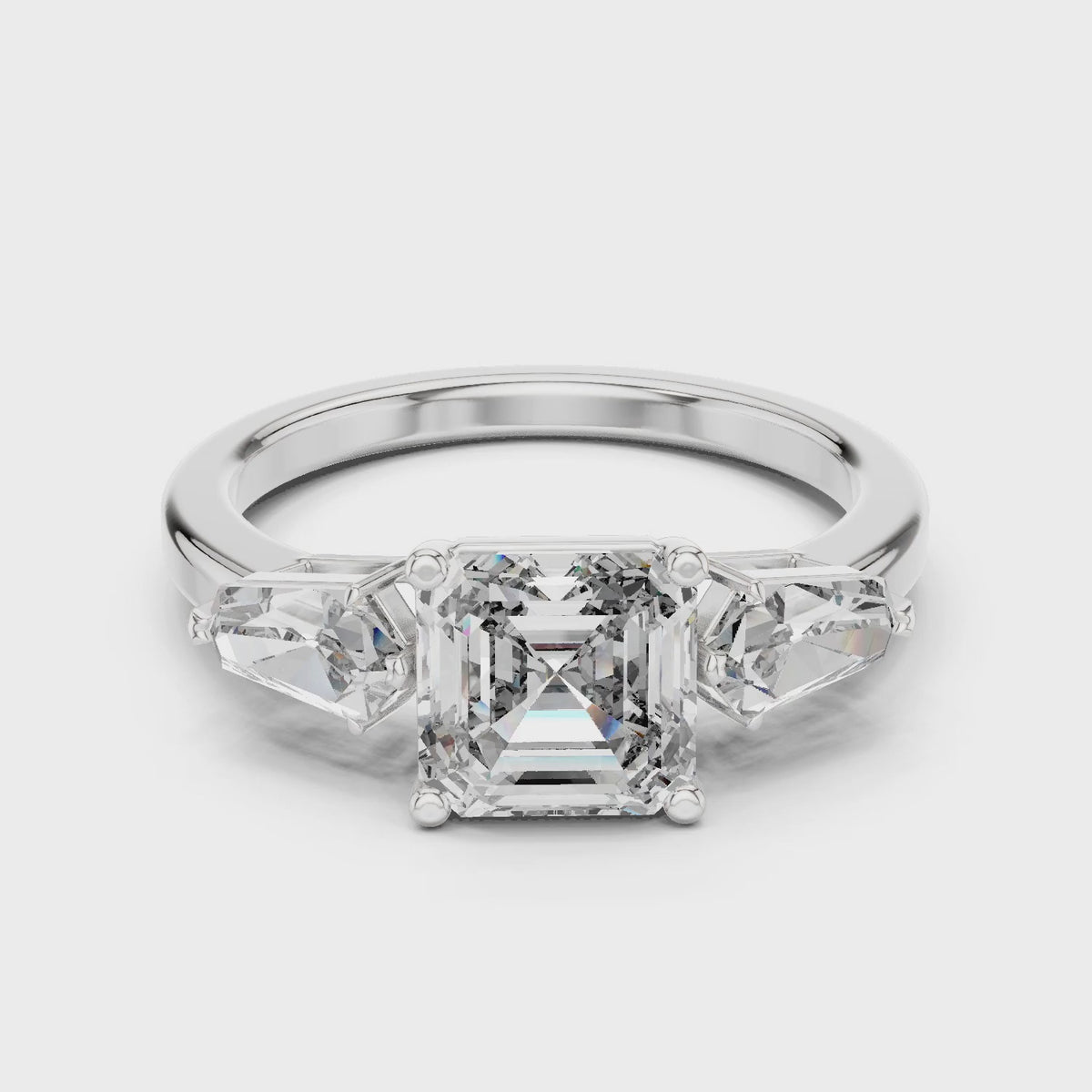 Vera 2 Carat Round Lab Grown Diamond Collet Three Stone Ring - White Gold video