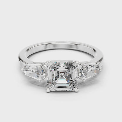 Vera 2 Carat Round Lab Grown Diamond Collet Three Stone Ring - White Gold video