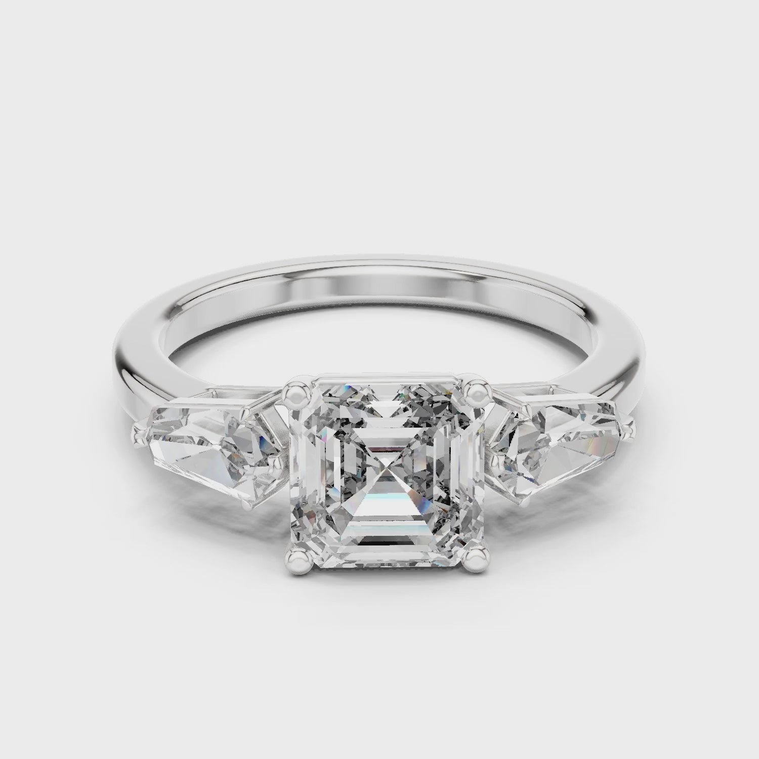 Vera 2 Carat Round Lab Grown Diamond Collet Three Stone Ring - White Gold video