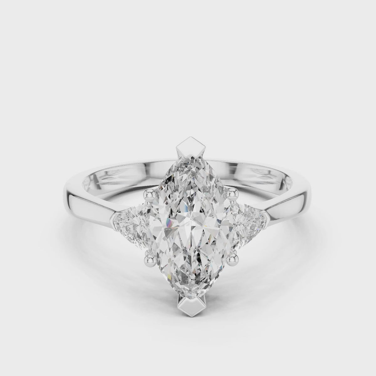 Sienna 1 Carat Marquise Lab Grown Diamond Collet Three Stone Ring - White Gold video