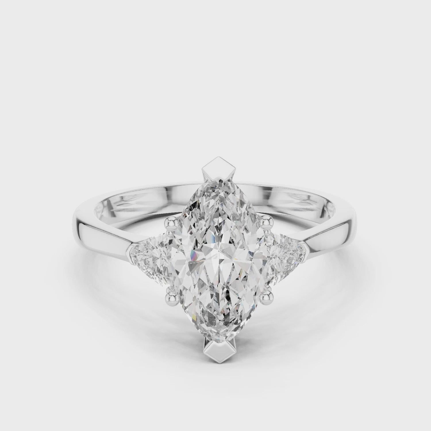 Sienna 1 Carat Marquise Lab Grown Diamond Collet Three Stone Ring - White Gold video