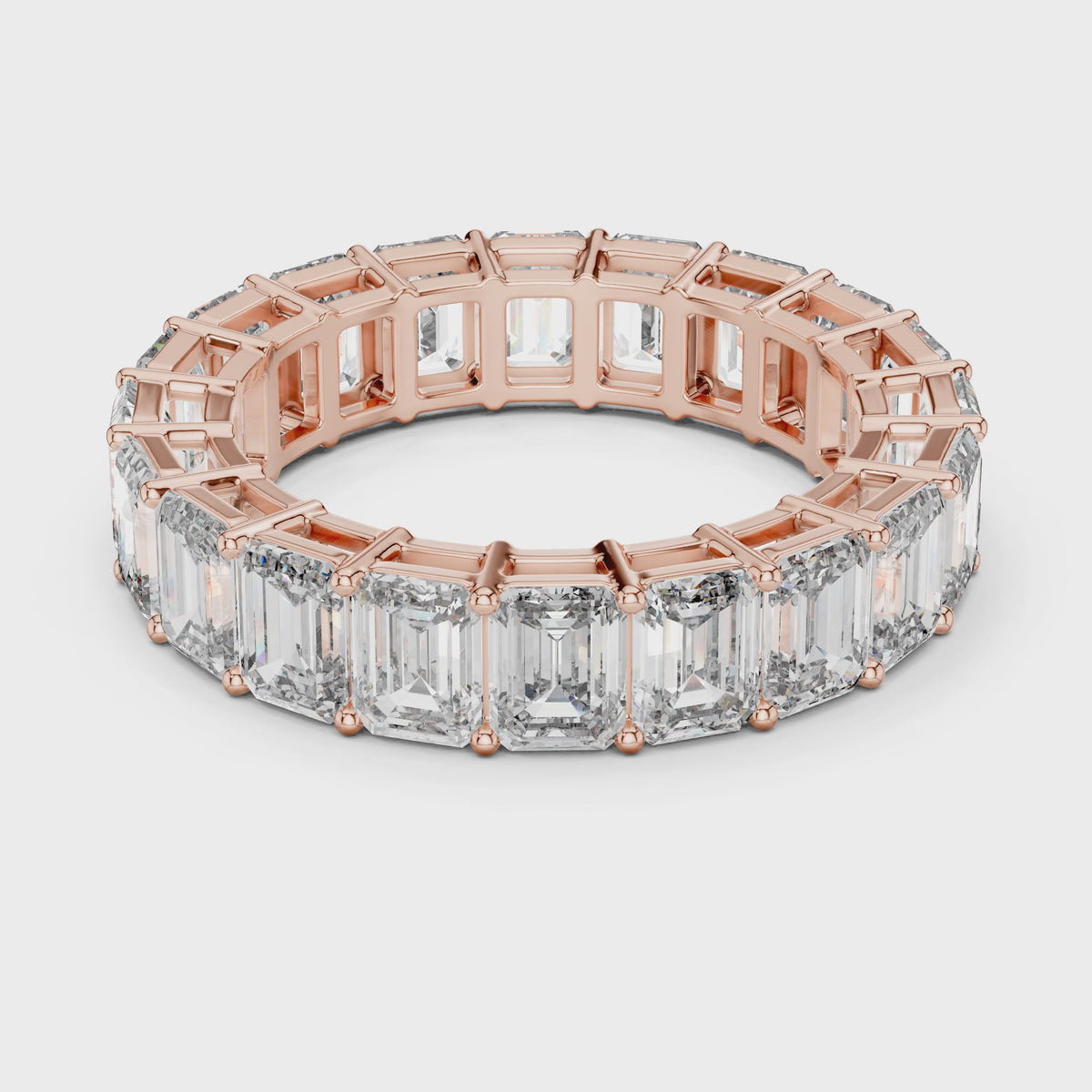 Aurora 6 Carat Emerald Lab Grown Diamond Collet Eternity Ring - Rose Gold video