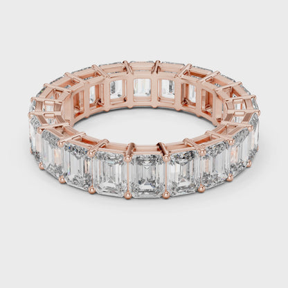 Aurora 6 Carat Emerald Lab Grown Diamond Collet Eternity Ring - Rose Gold video