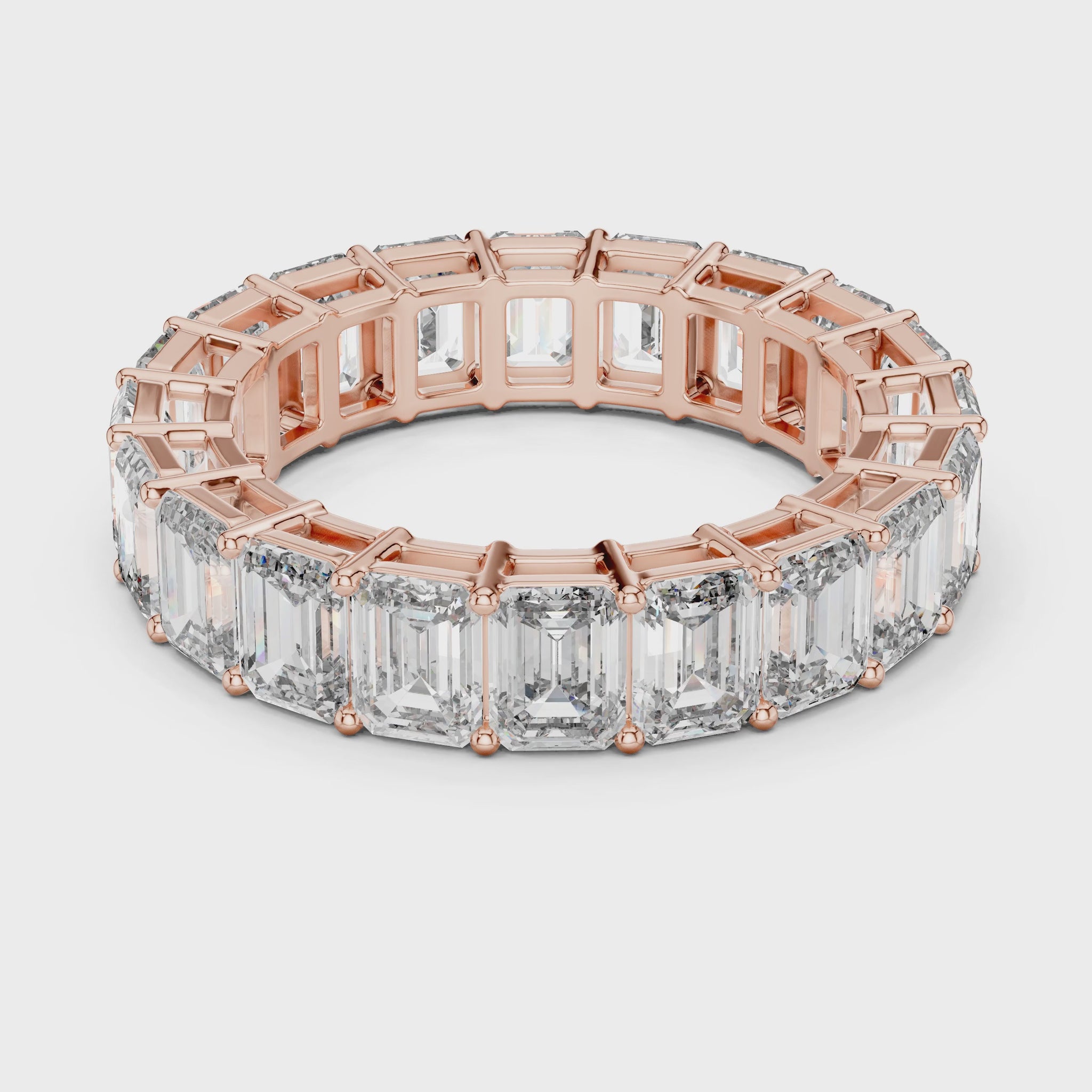 Aurora 6 Carat Emerald Lab Grown Diamond Collet Eternity Ring - Rose Gold video