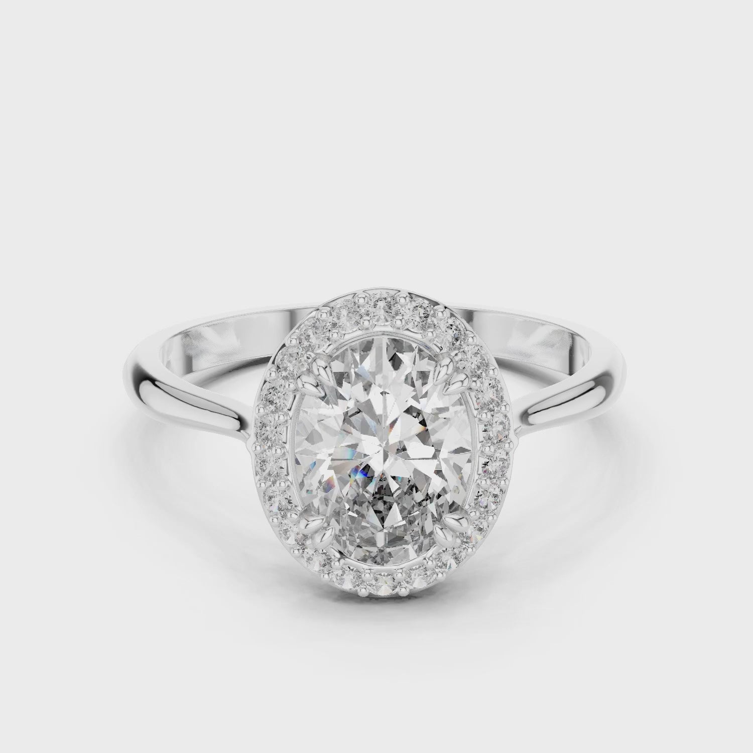 Celeste 1.5 Carat Oval Lab Grown Diamond Claw Halo Ring - White Gold video