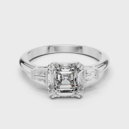 Vera 2 Carat Emerald Lab Grown Diamond Graduated Three Stone Ring - White Gold video