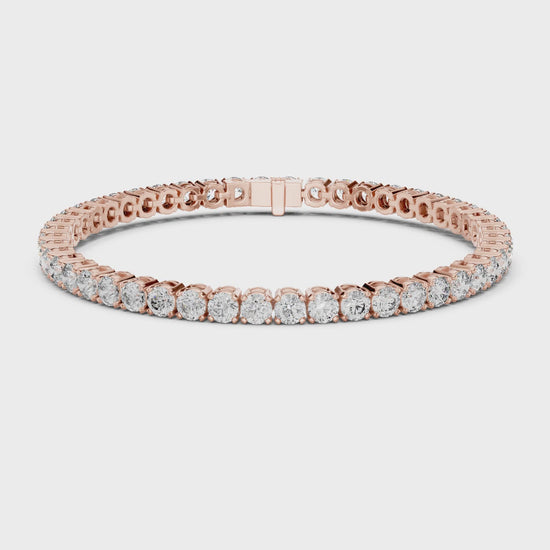Aurora 7 Carat Round Lab Grown Diamond Double Row Tennis Bracelet - Rose Gold video