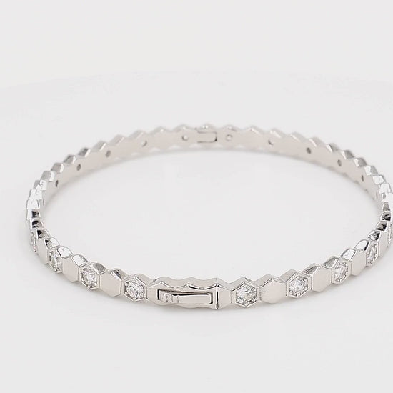 Divara Rowan Bangle sterling silver 925 cubic zirconia bracelet, 360 degree video