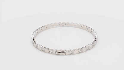 Divara Rowan Bangle sterling silver 925 cubic zirconia bracelet, 360 degree video
