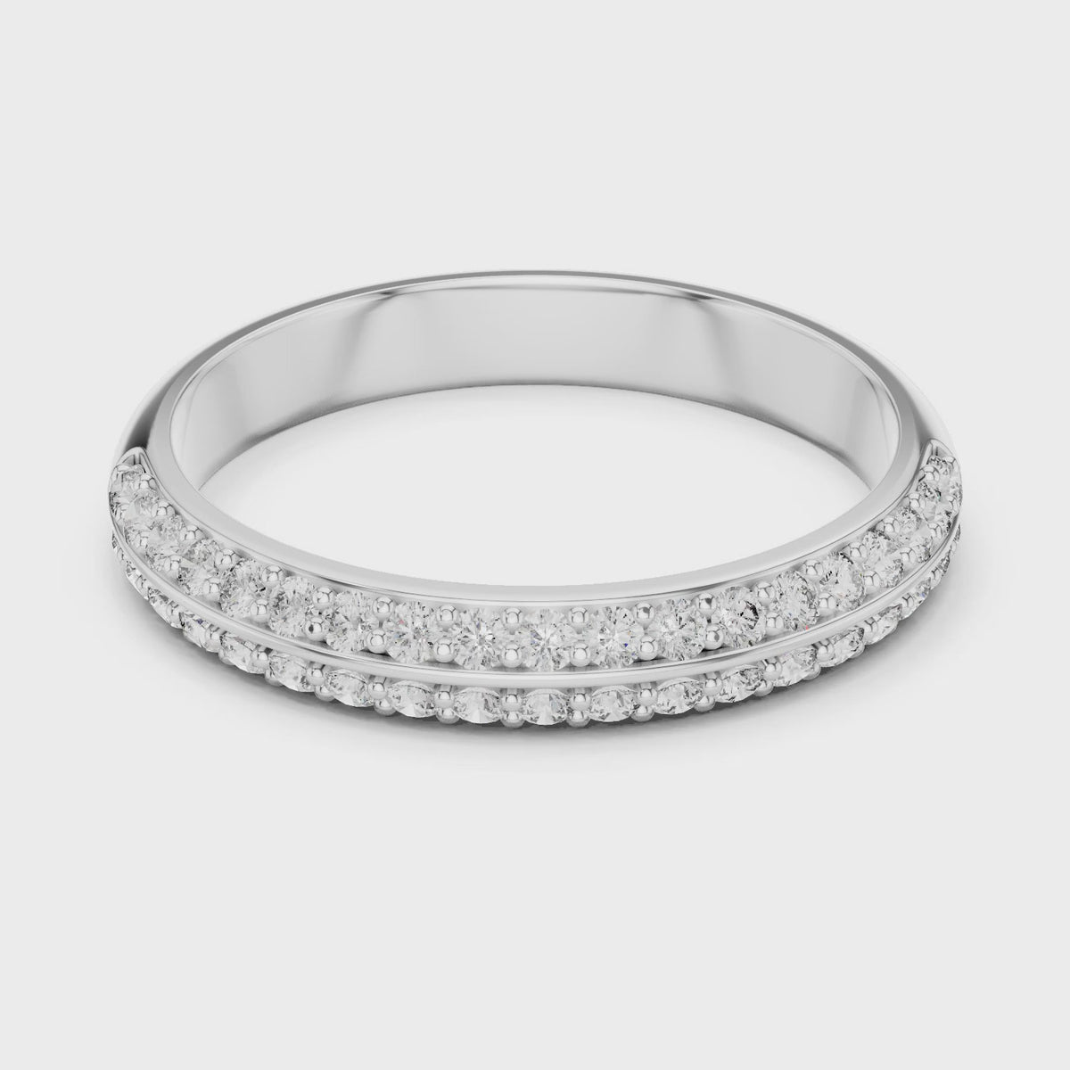 Aurora 0.33ct Round Lab Grown Diamond Domed Wedding Band - White Gold video