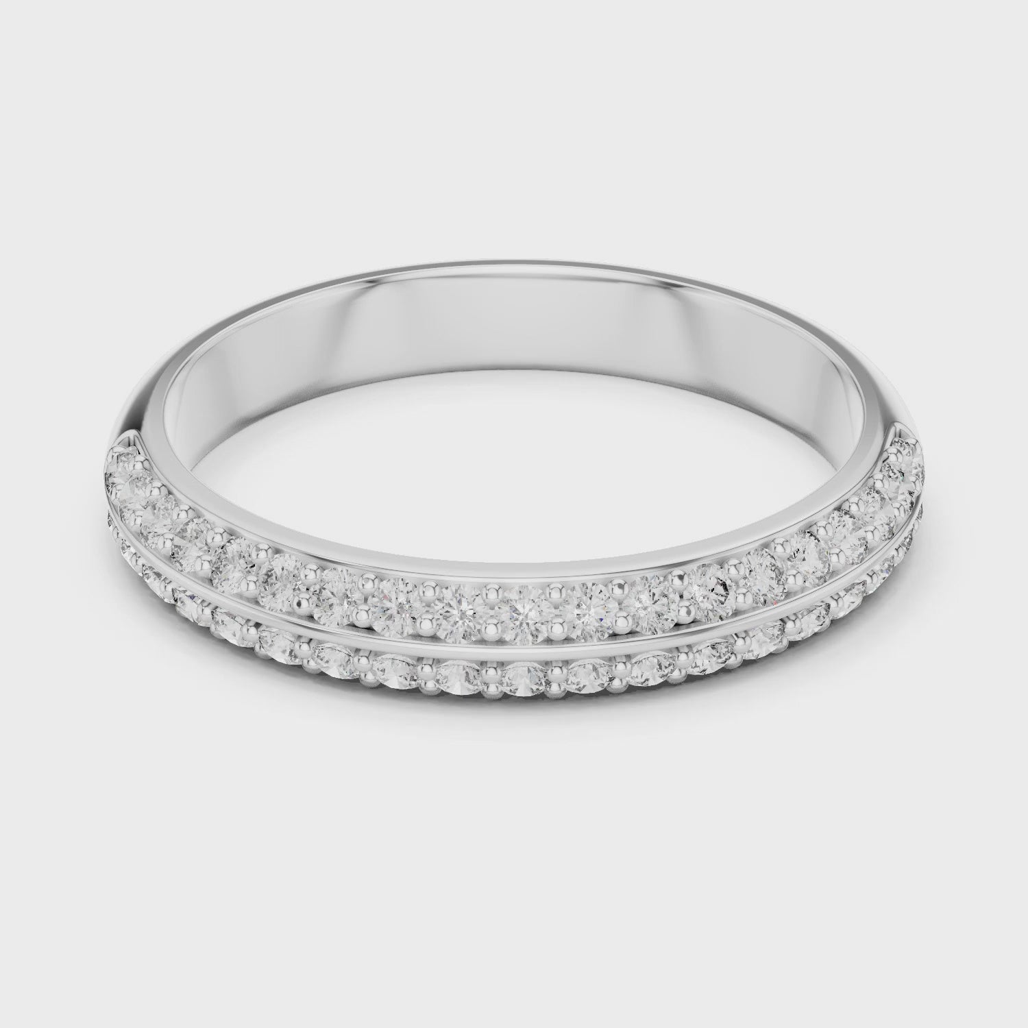 Aurora 0.33ct Round Lab Grown Diamond Domed Wedding Band - White Gold video