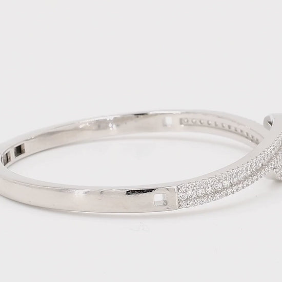 Divara Juno Bangle sterling silver 925 cubic zirconia bracelet, 360 degree video