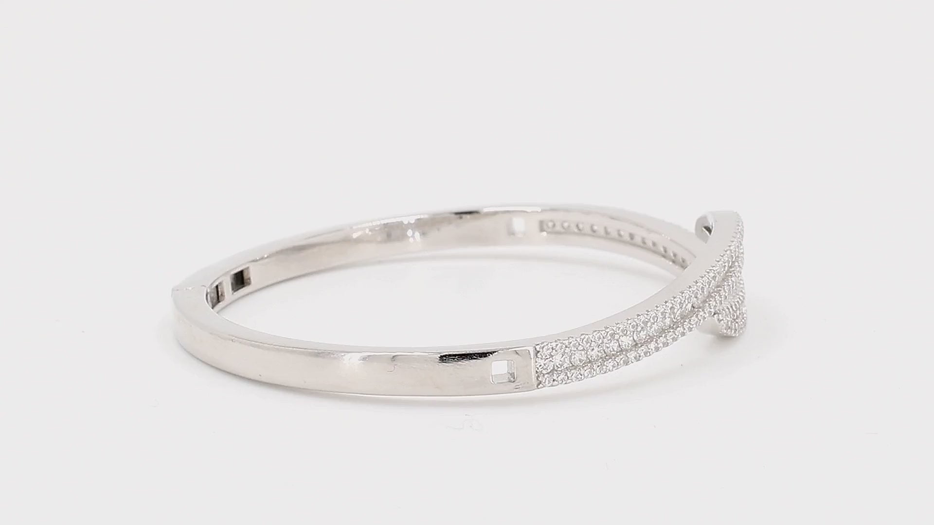 Divara Juno Bangle sterling silver 925 cubic zirconia bracelet, 360 degree video