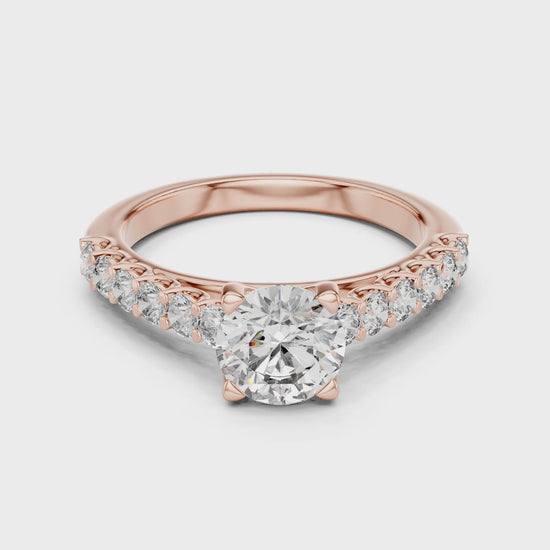 Sienna 1 Carat Round Lab Grown Diamond Engagement Ring - Rose Gold video