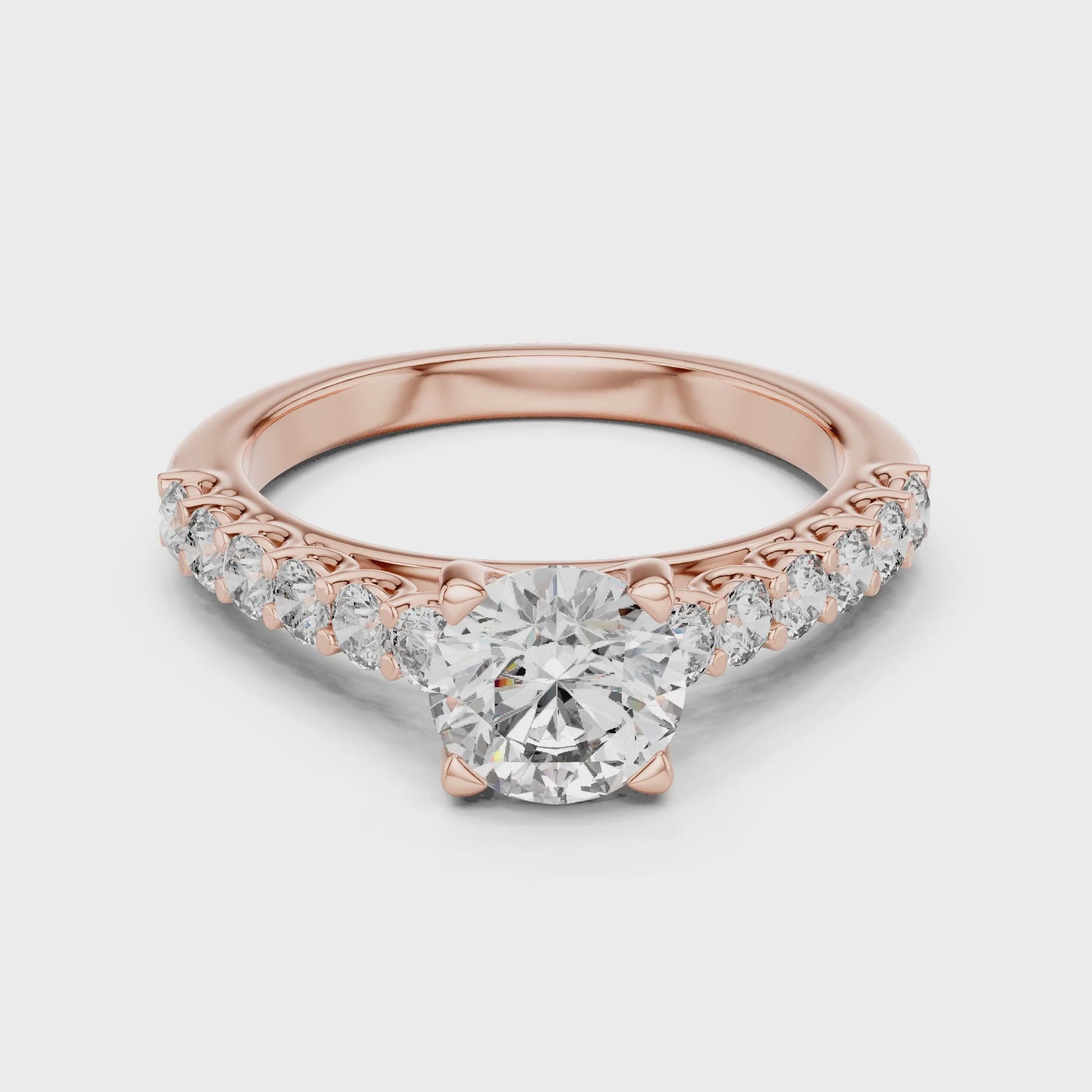 Sienna 1 Carat Round Lab Grown Diamond Engagement Ring - Rose Gold video