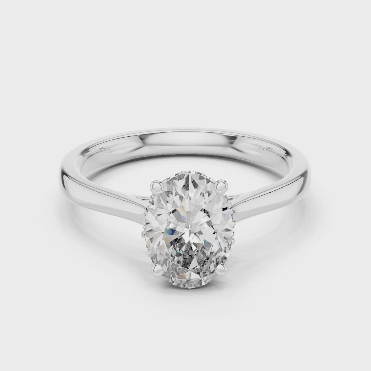 Celeste 2 Carat Oval Lab Grown Diamond Graduated Halo Ring - White Gold video