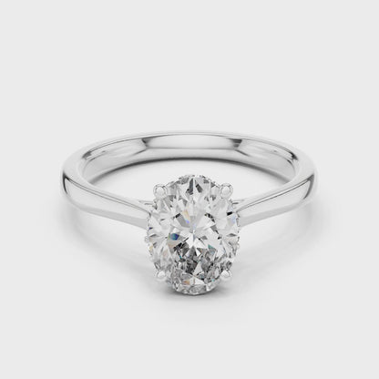 Celeste 2 Carat Oval Lab Grown Diamond Graduated Halo Ring - White Gold video