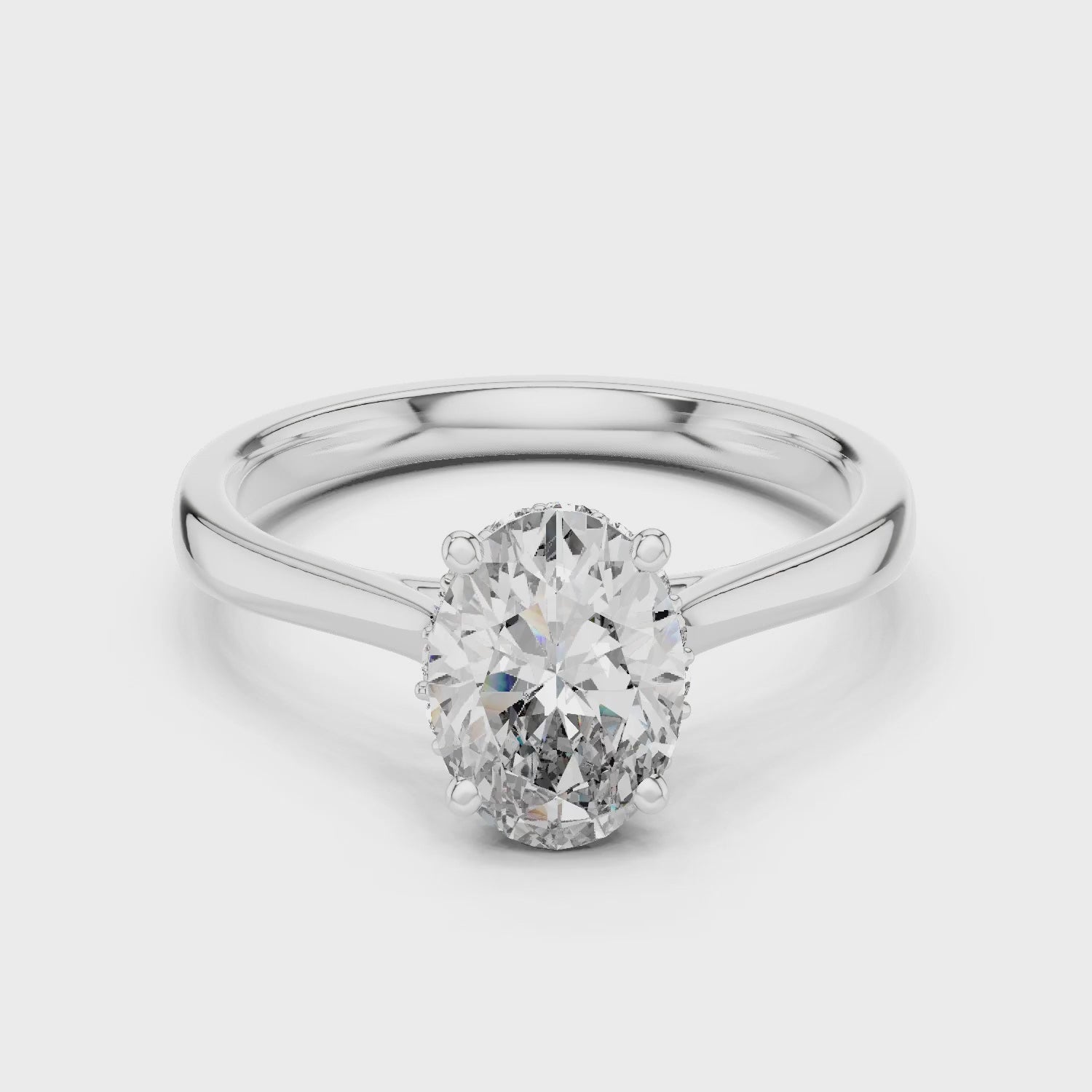 Celeste 2 Carat Oval Lab Grown Diamond Graduated Halo Ring - White Gold video