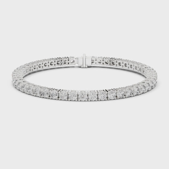Aurora 7 Carat Round Lab Grown Diamond Collet Tennis Bracelet - White Gold video
