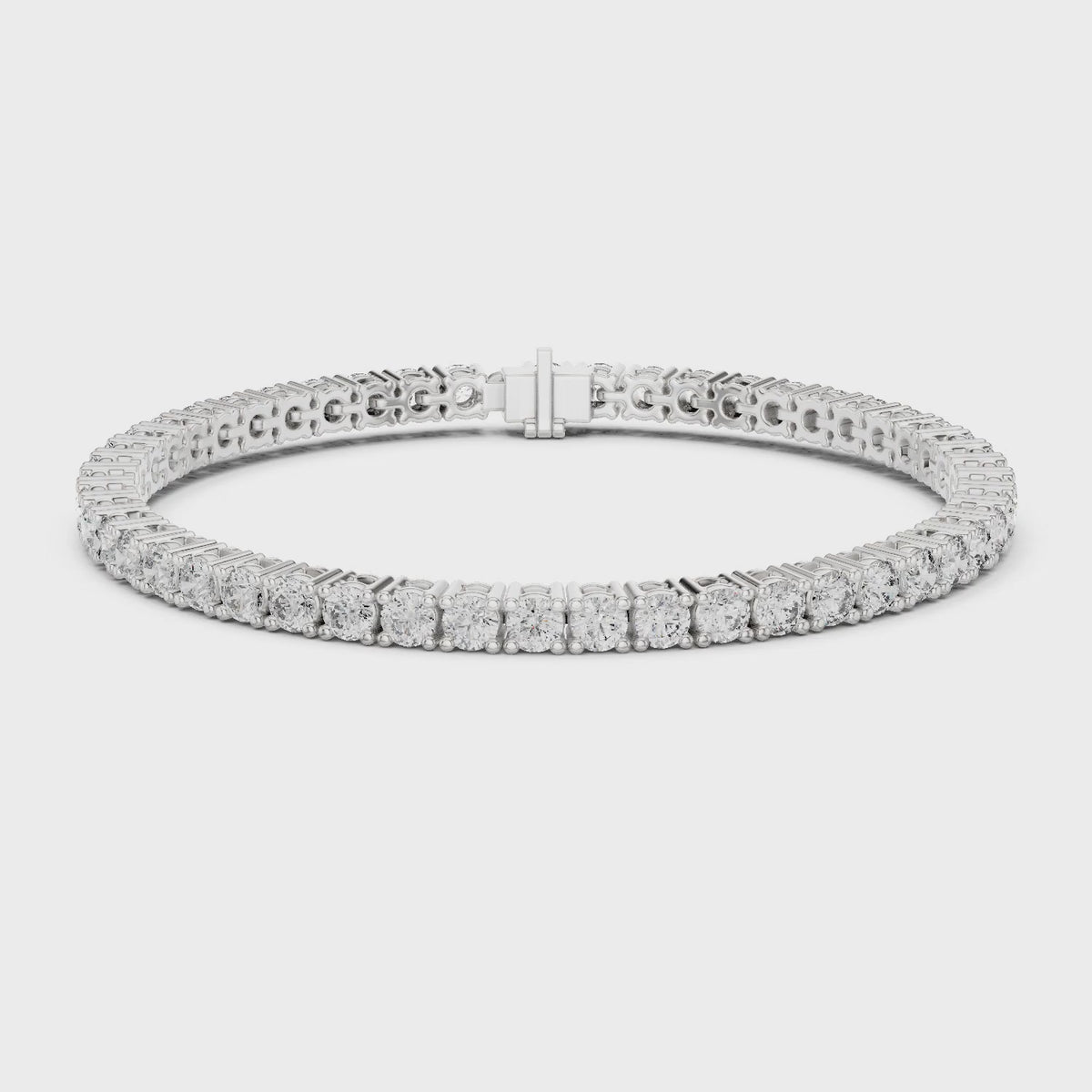 Aurora 7 Carat Round Lab Grown Diamond Collet Tennis Bracelet - White Gold video