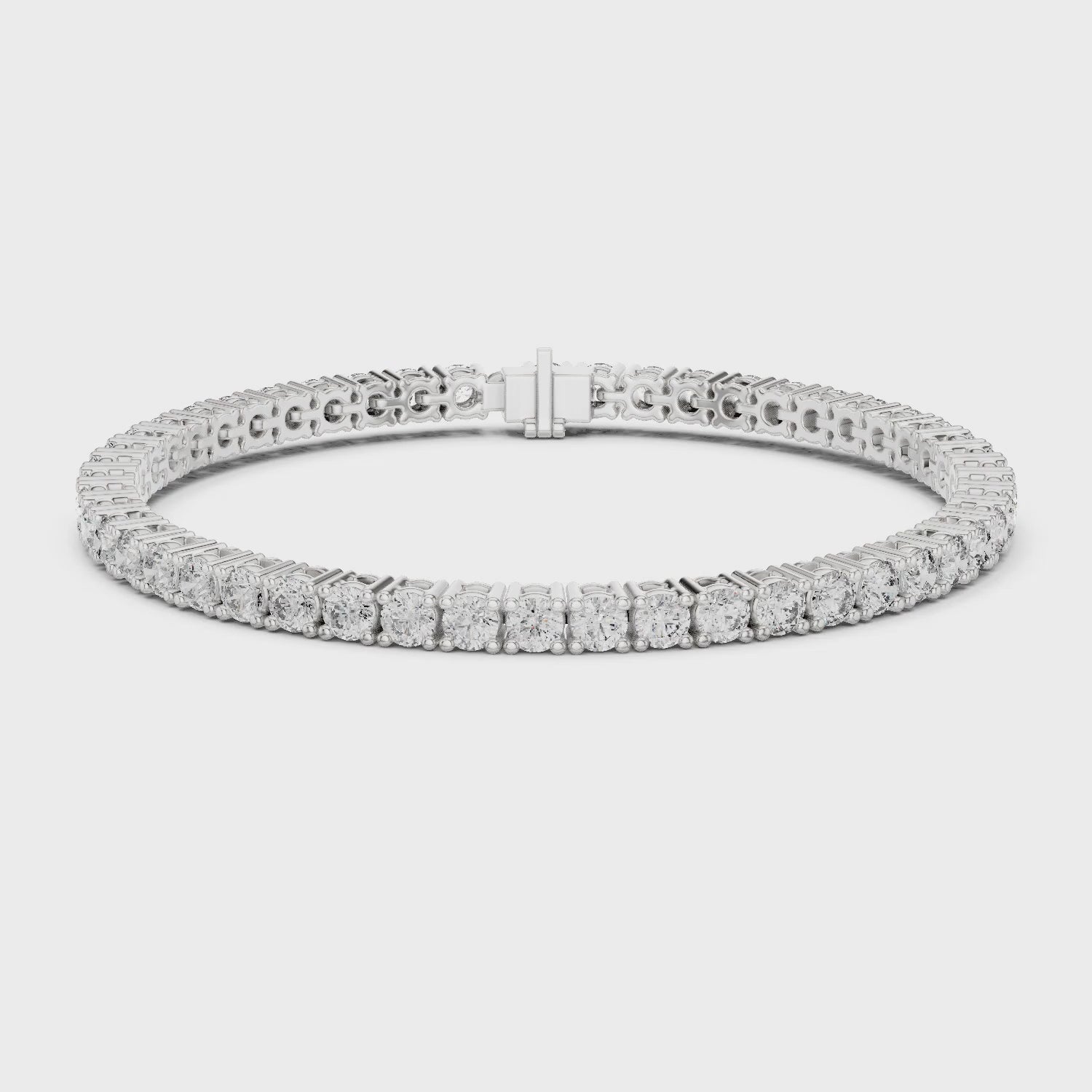 Aurora 7 Carat Round Lab Grown Diamond Collet Tennis Bracelet - White Gold video