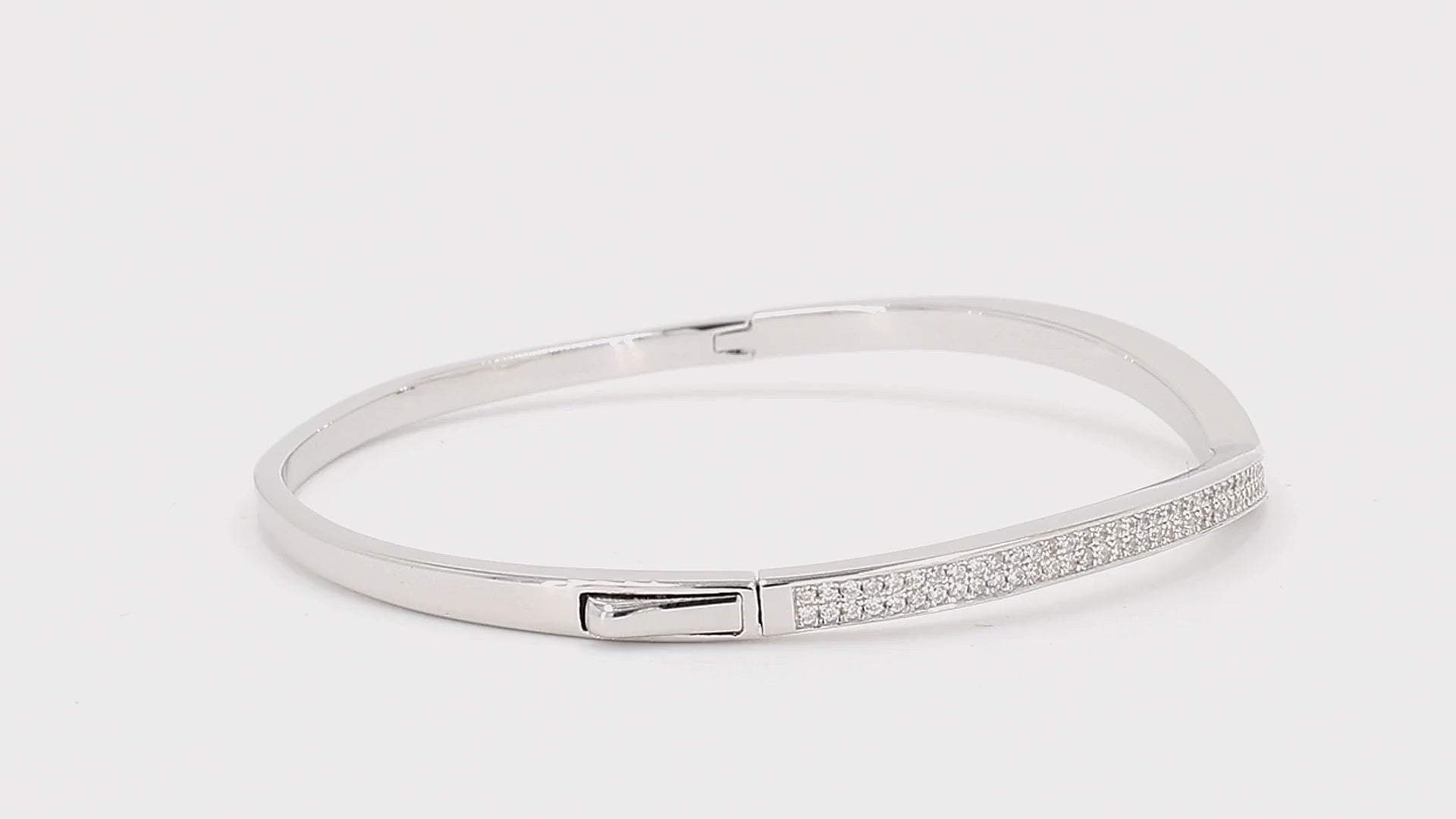 Divara Marisol Bangle sterling silver 925 cubic zirconia bracelet, 360 degree video